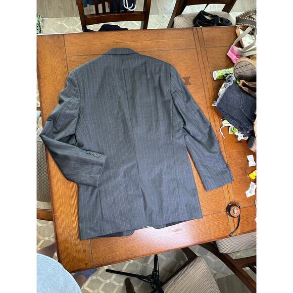 Lauren Ralph Lauren 100% Wool Gray Pinstripe 2 Button Blazer Academia Preppy 40L - Picture 9 of 13